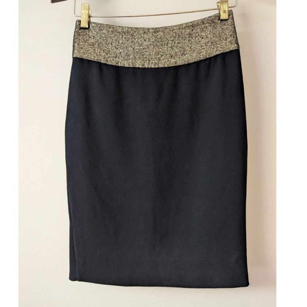 Diane Von Furstenberg Black and Gold Pencil Skirt Size 0